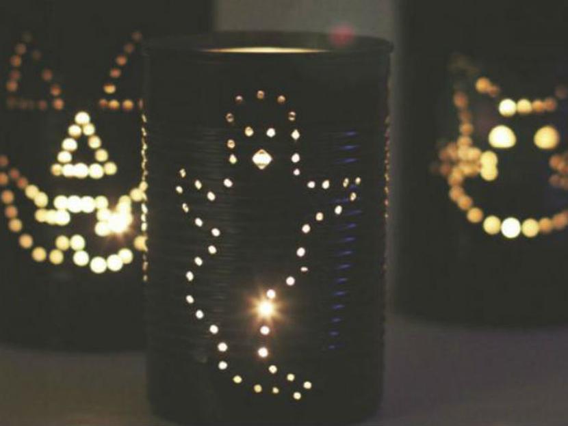 Arma estas lámparas de lata DIY para Halloween. Foto: HP