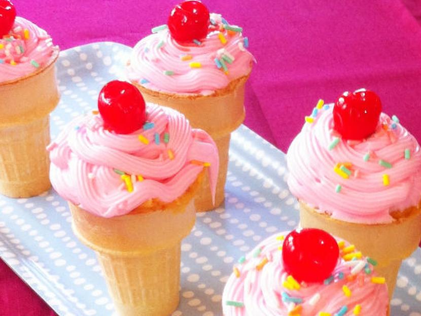 Cupcakes en conos de helado
