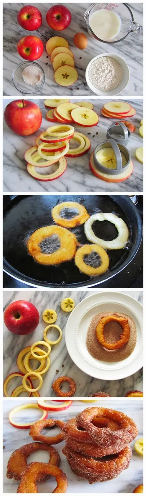 receta de aros de manzana con canela