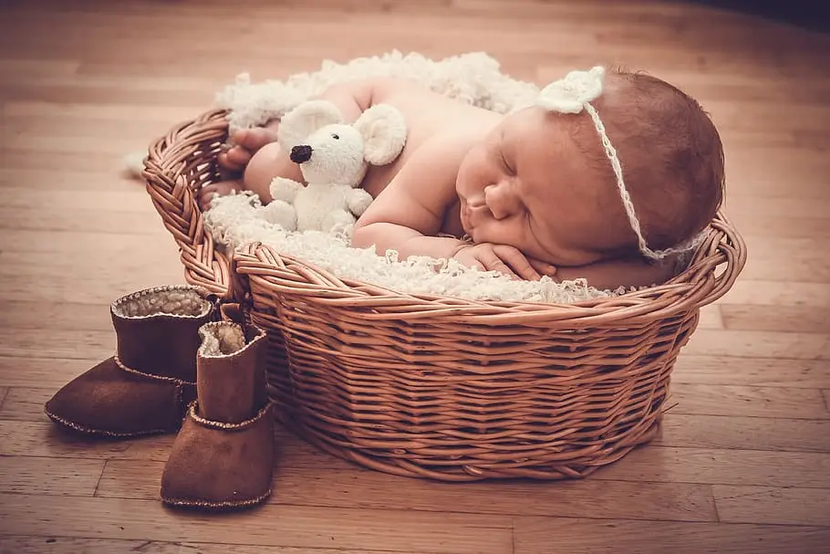 Canasta de regalo con bebé dormidito Foto: Piqsels