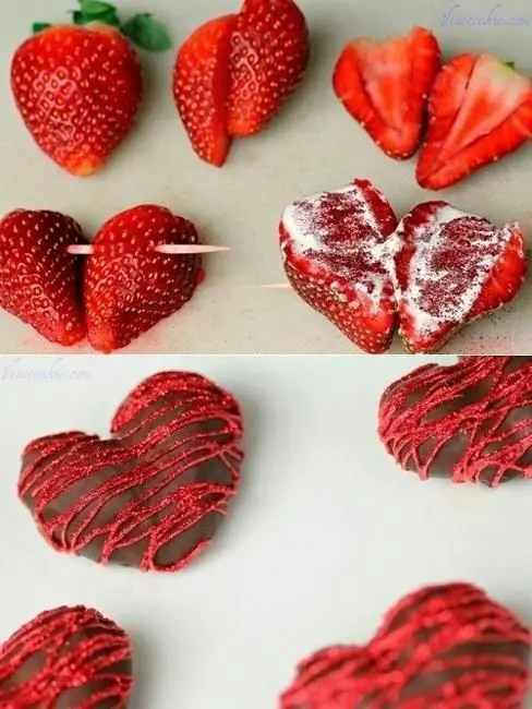 corazones de fresas con chocolate